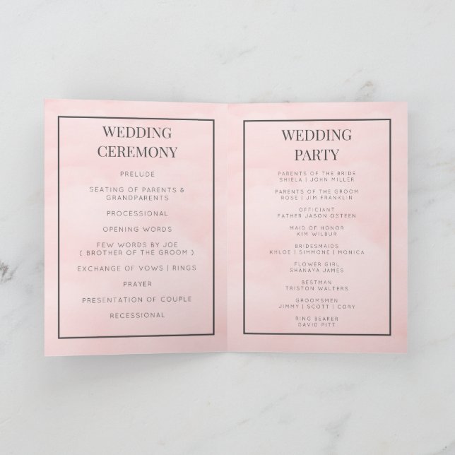 Cartão de programa de casamento dobrável com monog (Interior)
