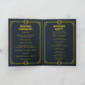 cartão de programa de casamento dobrável monograma