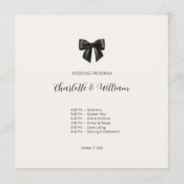 Cartão de Programa de Casamento Elegante com Laço 
