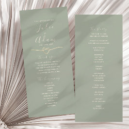 Cartão de Programa de Casamento em Verde Sage Mode