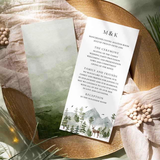 Cartão de Programa de Casamento Evergreen Floresta (Criador carregado)