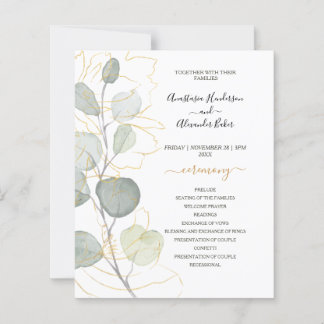 Cartão de programa de casamento floral econômico.