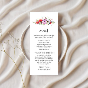Cartão de Programa de Casamento Flores Silvestres