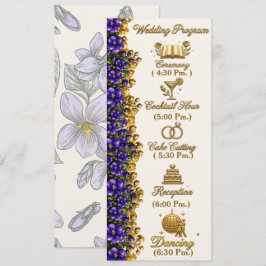 Cartão de Programa de Casamento Illinois Blue Viol