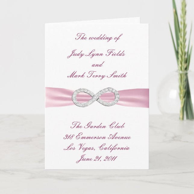 Cartão de Programa de Casamento Infinity Pink Diam (Frente)