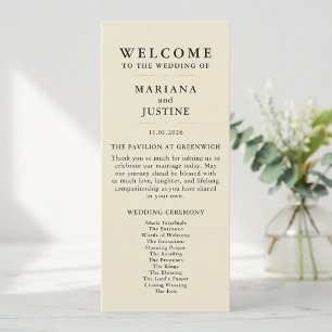 Cartão de Programa de Casamento Minimalista de Inv