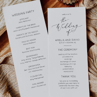 Cartão de Programa de Casamento Minimalista Elegan