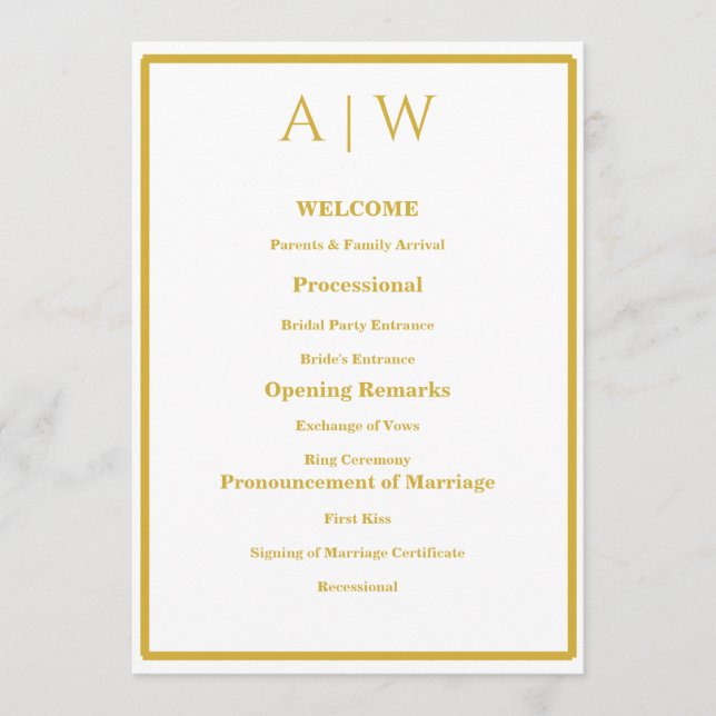 Cartão de Programa de Casamento Minimalista em Our (Frente)