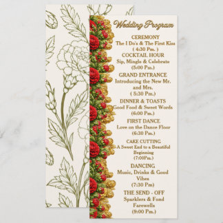 Cartão de Programa de Casamento Ohio Red Carnation