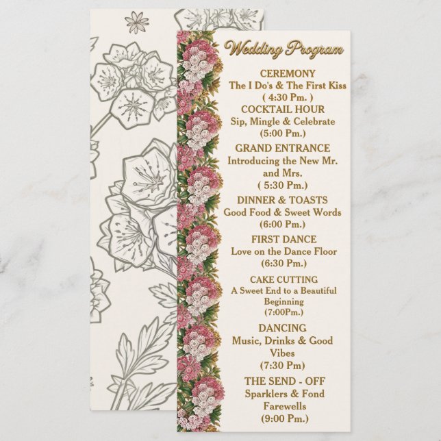 Cartão de Programa de Casamento Pennsylvania Mount (Frente/Verso)