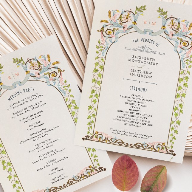 Cartão de Programa de Casamento Real Vintage (Criador carregado)