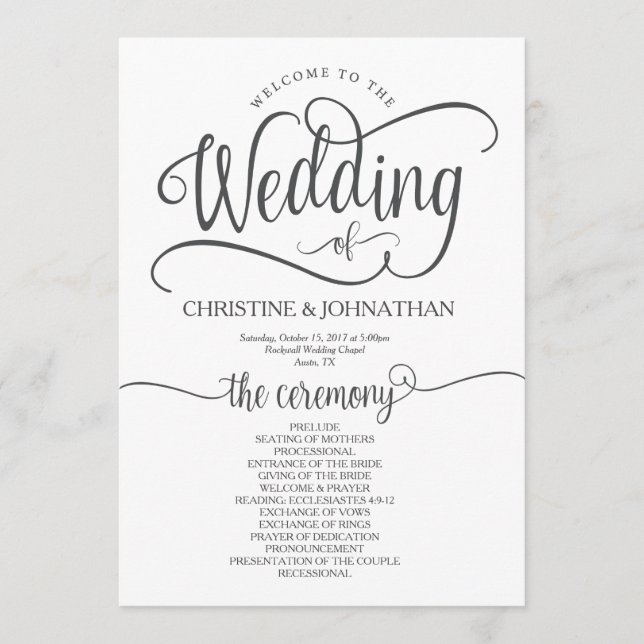 Cartão de programa de casamento russo, design de c (Frente)