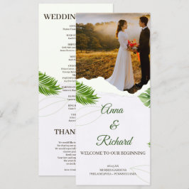 Cartão de Programa de Casamento Tropical Romântico