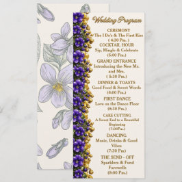 Cartão de Programa de Casamento Violeta Azul de Il