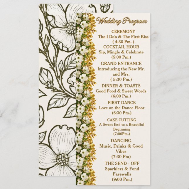 Cartão de Programa de Casamento Virginia Dogwood (Frente/Verso)