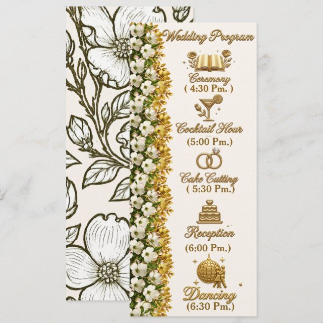 Cartão de Programa de Casamento Virginia Dogwood (Frente/Verso)