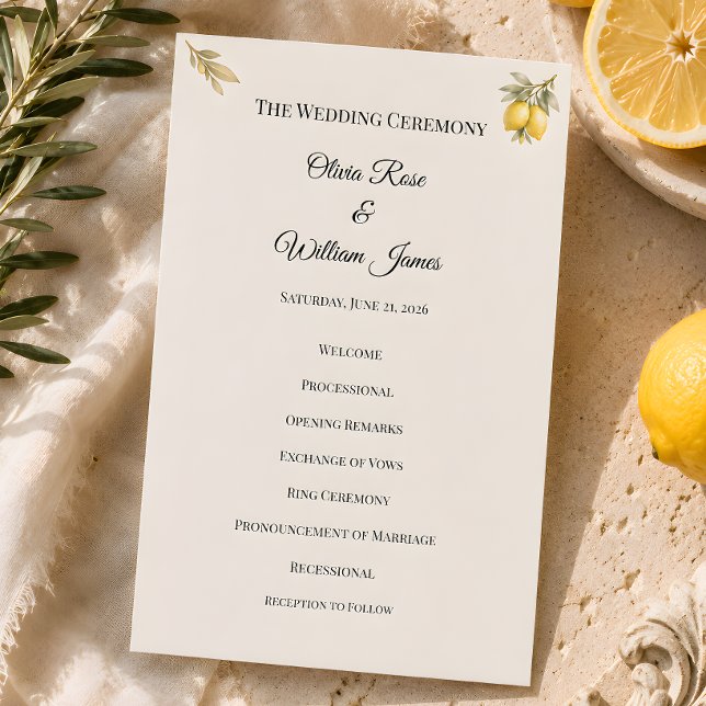 Cartão de Programa de Cerimônia de Casamento Medit (Wedding ceremony program )