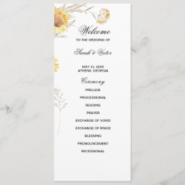 Cartão de programa do Elegante Boho Sunflower