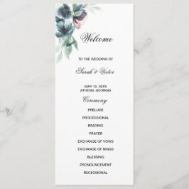 Cartão de programa do lado duplo das flores aquáti