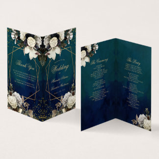 Cartão de Programa Dobrado de Casamento com Coroa