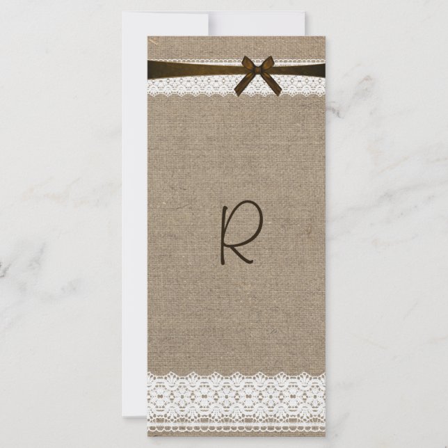 Cartão de Programa em Sacaria Rústica e Renda Vint (Frente)