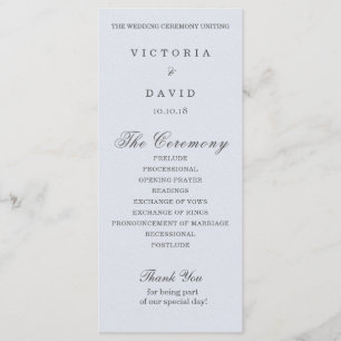 Cartão de programa Enchanted do casamento da