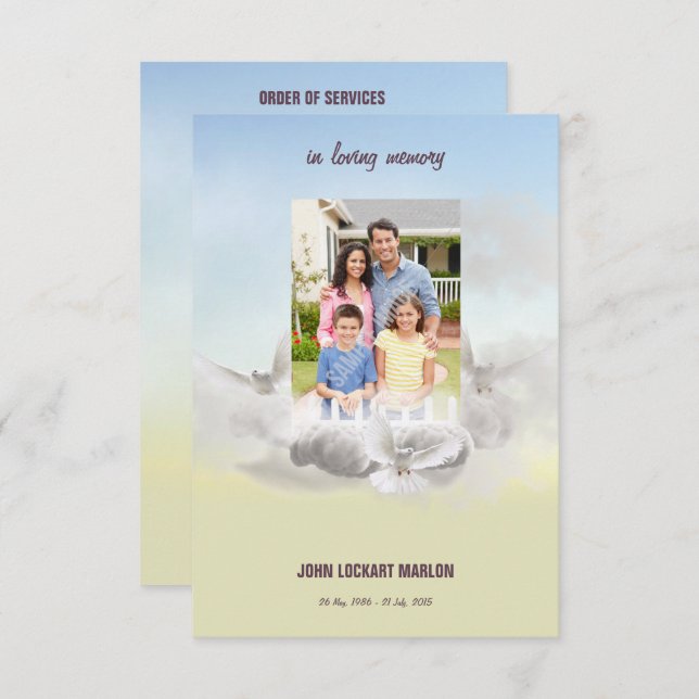 Cartão de programa fúnebre memorável (Frente/Verso)