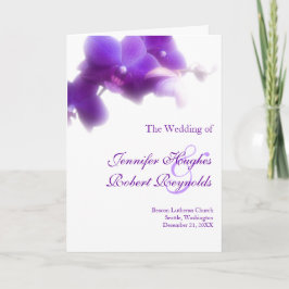 Cartão de programa roxo do casamento da orquídea