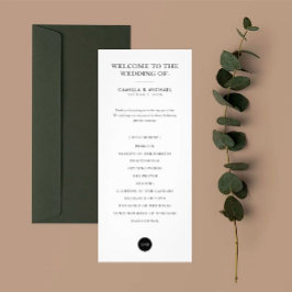 Cartão de Programa Vertical para Casamento Moderno