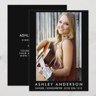 Cartão de Promo Fotográfico para Cantor - Texto 