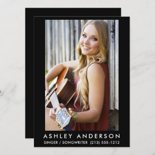 Cartão de Promoção de Foto para Cantores - Texto T