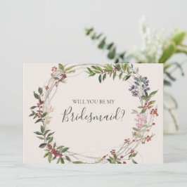 Cartão de Proposta Botânica de Bridesmaid Feriada
