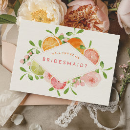 Cartão de Proposta Bridesmaid de Casamento de Citr