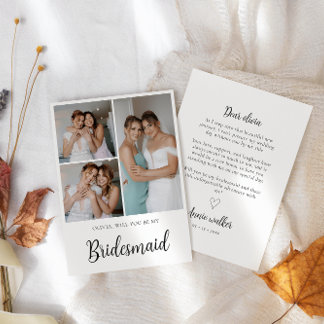 Cartão de Proposta Bridesmaid Photo Strip 3 Pictur