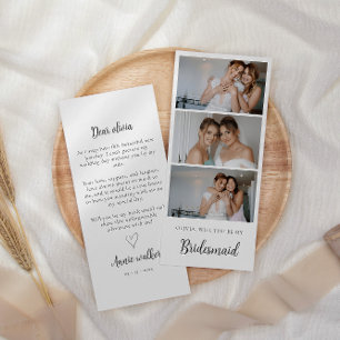 Cartão de Proposta Bridesmaid Photo Strip 3 Pictur