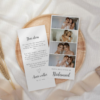 Cartão de Proposta Bridesmaid Photo Strip 4 Pictur