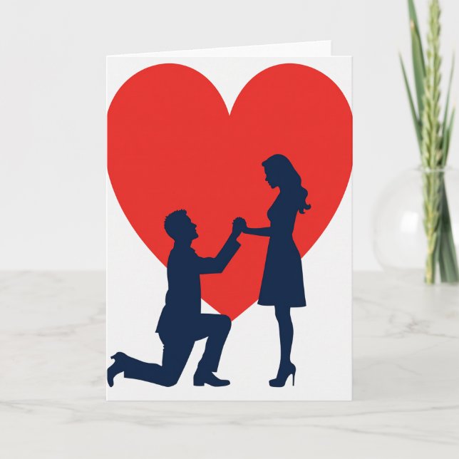 Cartão de Proposta de Amor em Papel Vermelho (Frente)