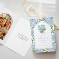 Cartão de Proposta de Arca de Hydrangea Azul, Dent