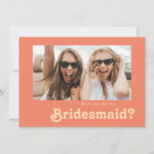 Cartão de Proposta de Bridesmaid Foto Coral Retroa