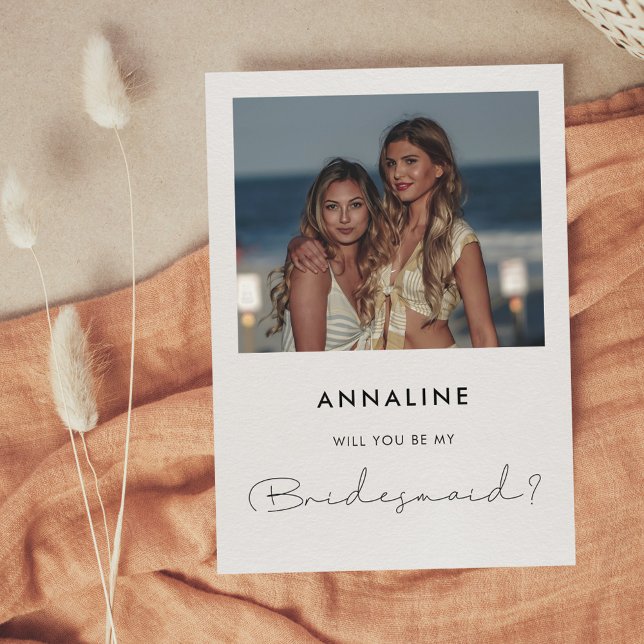 Cartão de proposta de Bridesmaid manuscrito minima (Criador carregado)