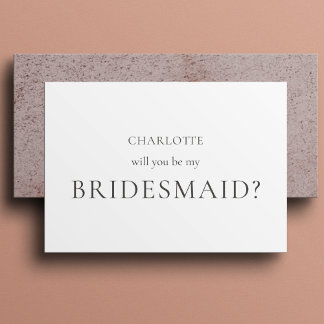 Cartão De Proposta De Bridesmaid Minimalista E Ele