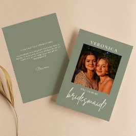 Cartão de Proposta de Bridesmaid para Foto Verde B