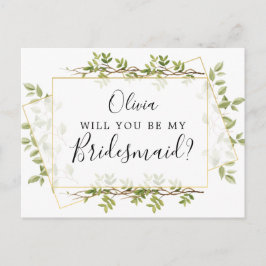 Cartão de Proposta de Bridesmaid Woodland Greenery