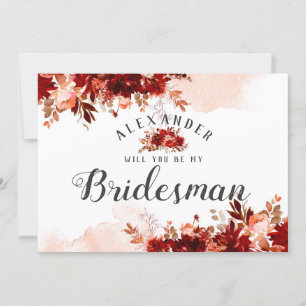Cartão de Proposta de Bridesman Floral Beleza Rúst
