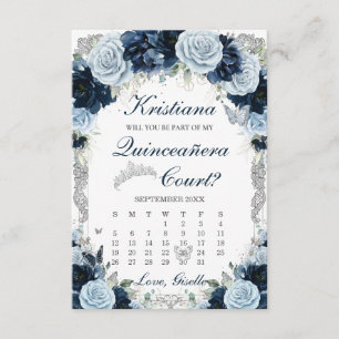 Cartão de Proposta de Corte de Quinceanera Azul Be