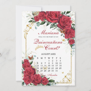 Cartão de Proposta de Corte de Quinceanera Floral