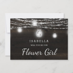 Cartão de Proposta de Dama de Flores Rústico Oak R