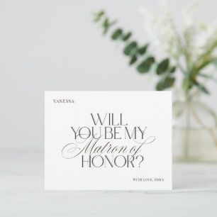 Cartão de Proposta de Dama de Honra Branco Elegant