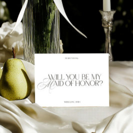 Cartão de Proposta de Dama de Honra Branco Elegant