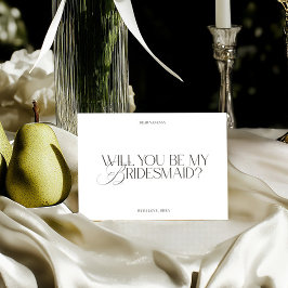 Cartão de Proposta de Dama de Honra Branco Elegant